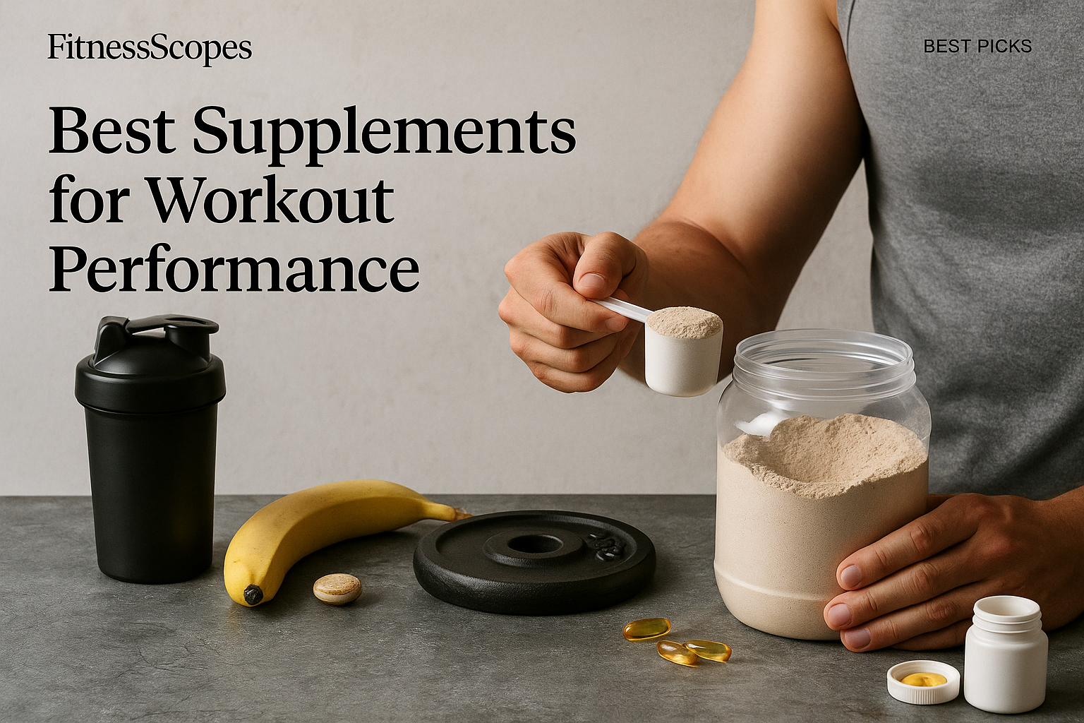 Fitness editorial image illustrating Best Supplements for Workout Performance