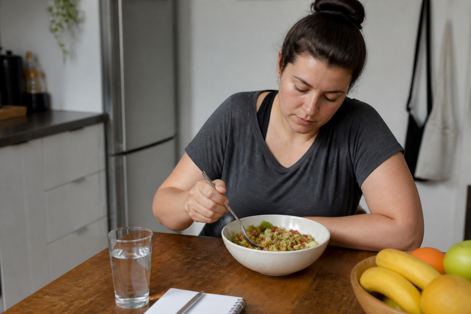 Everyday healthy lifestyle scene illustrating What Is a Calorie Deficit