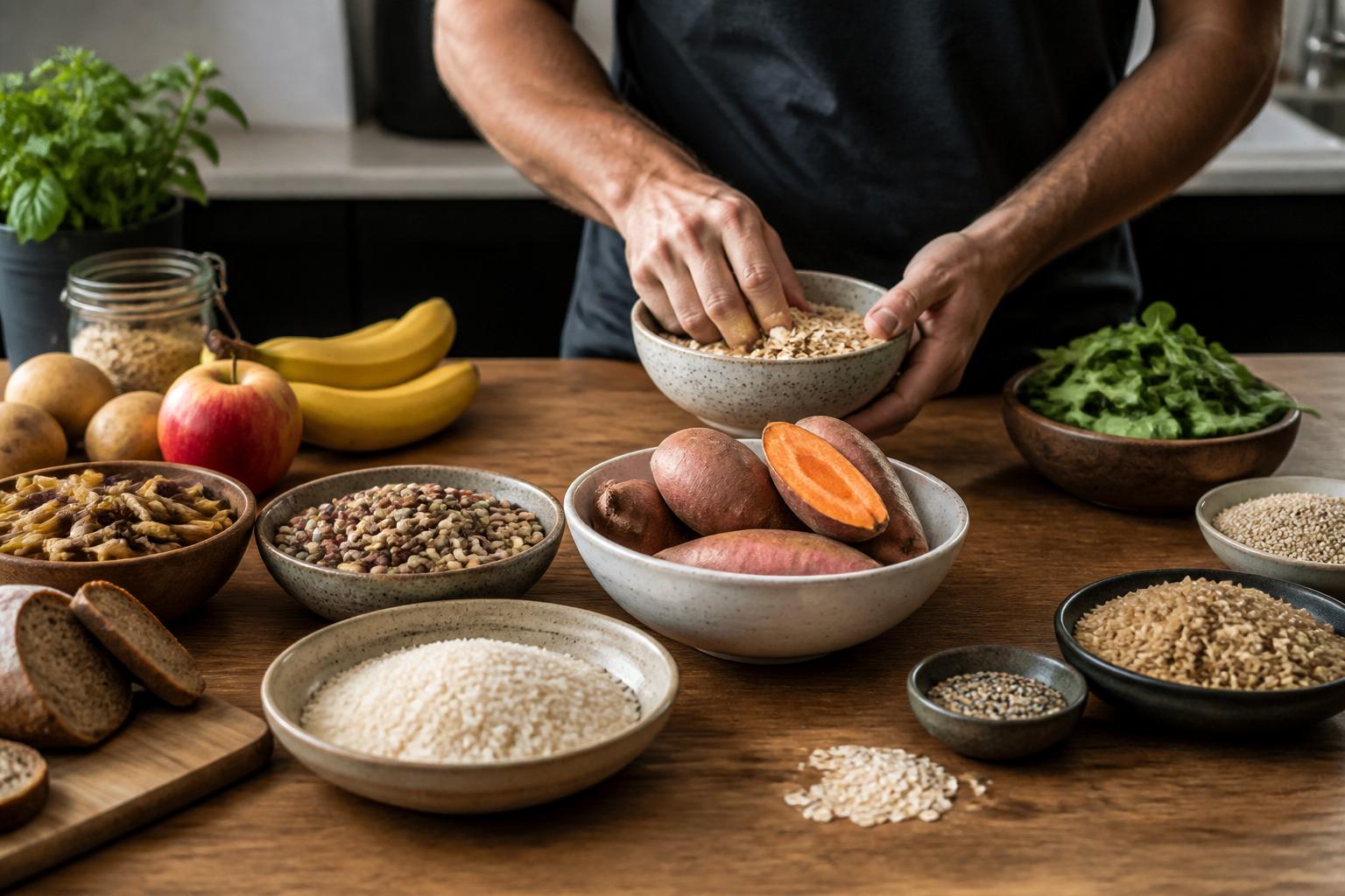 Editorial nutrition scene illustrating Carbohydrates