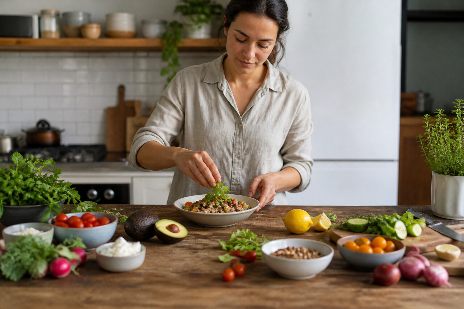 Editorial nutrition scene illustrating Diet Approaches