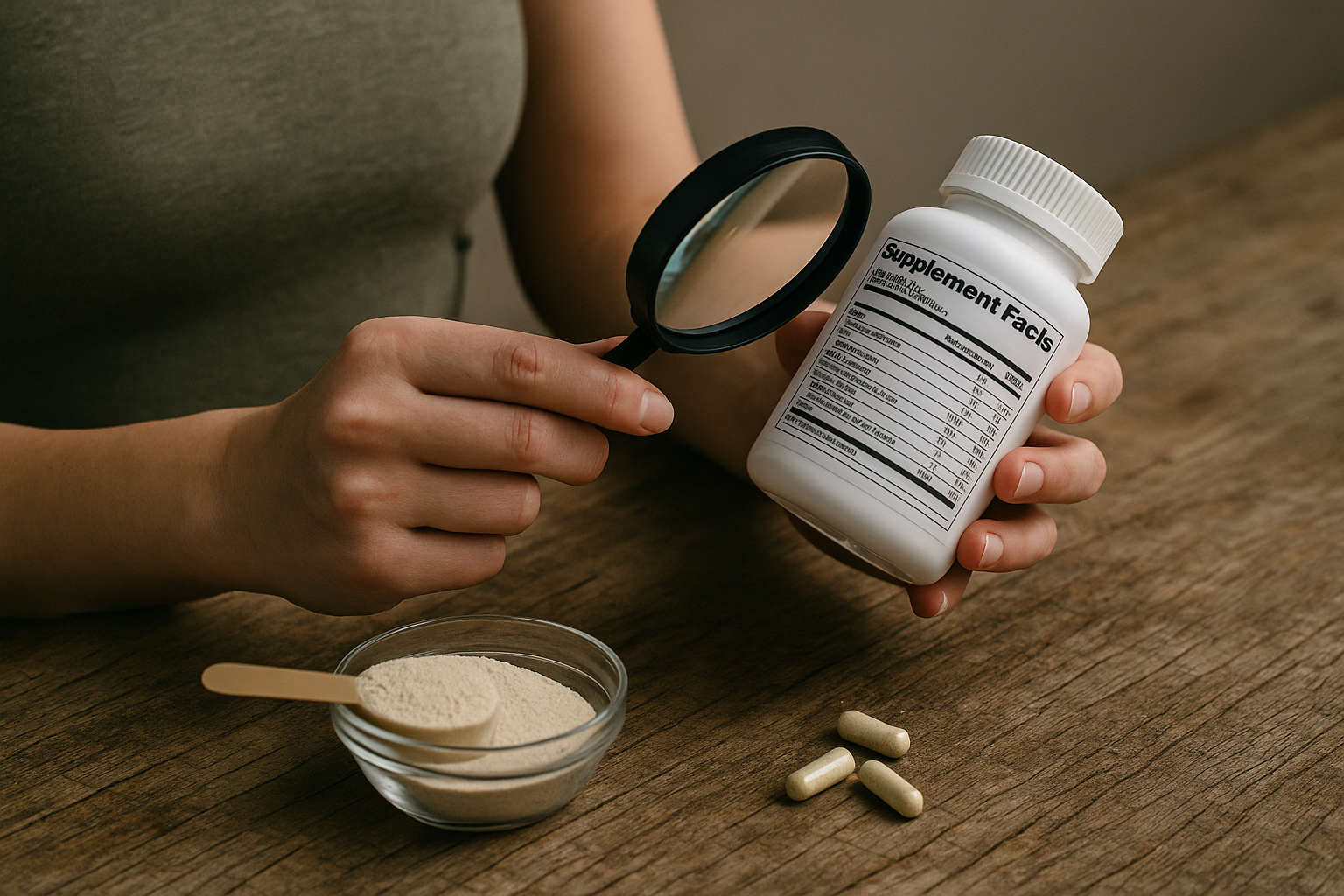 Unbranded supplement editorial image illustrating How to Read a Weight-Management Supplement Label