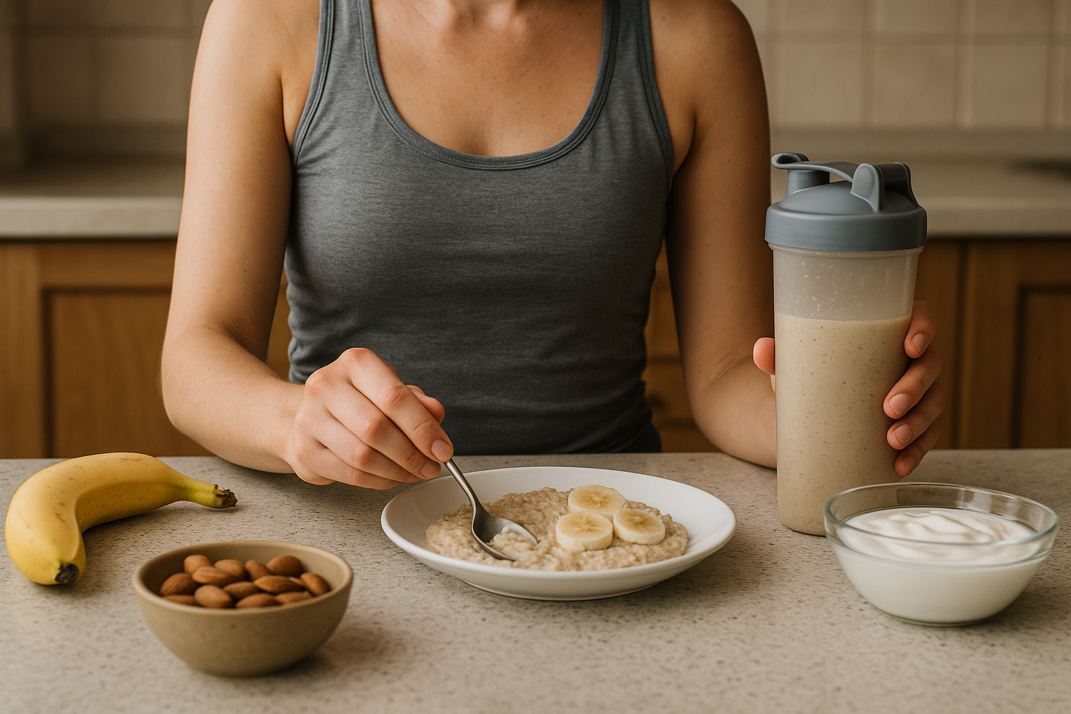 Editorial nutrition scene illustrating Nutrition Before a Workout