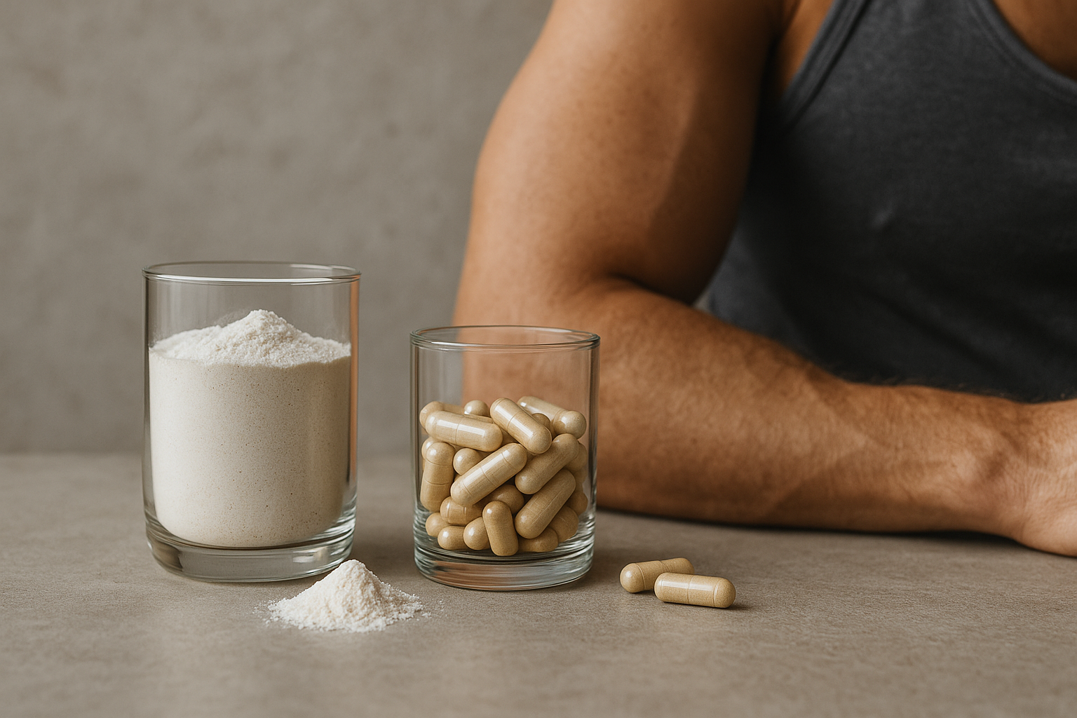 Unbranded supplement editorial image illustrating Stimulant vs Non-Stimulant Supplements