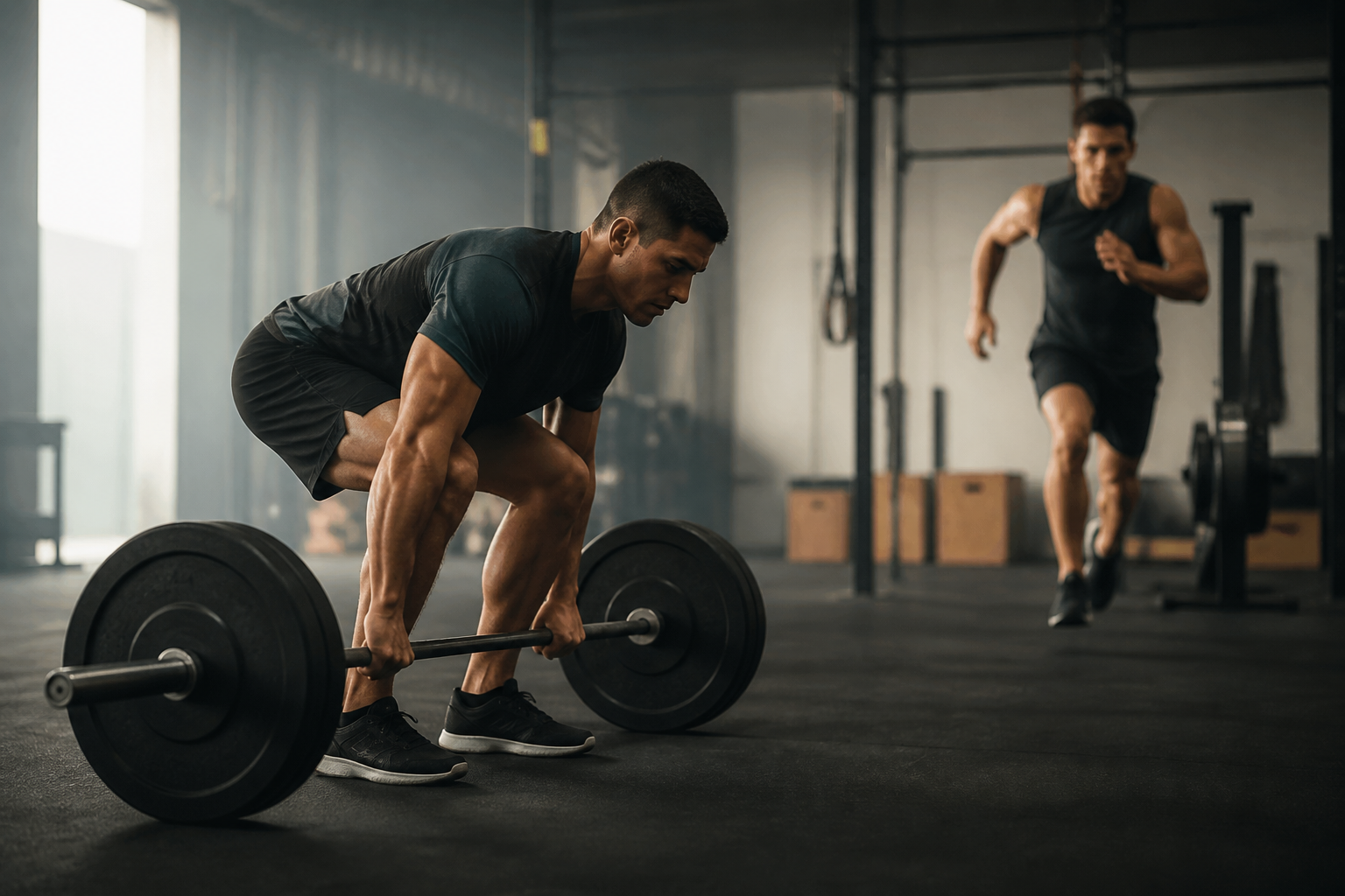 Athletic performance scene illustrating Strength vs Muscular Endurance